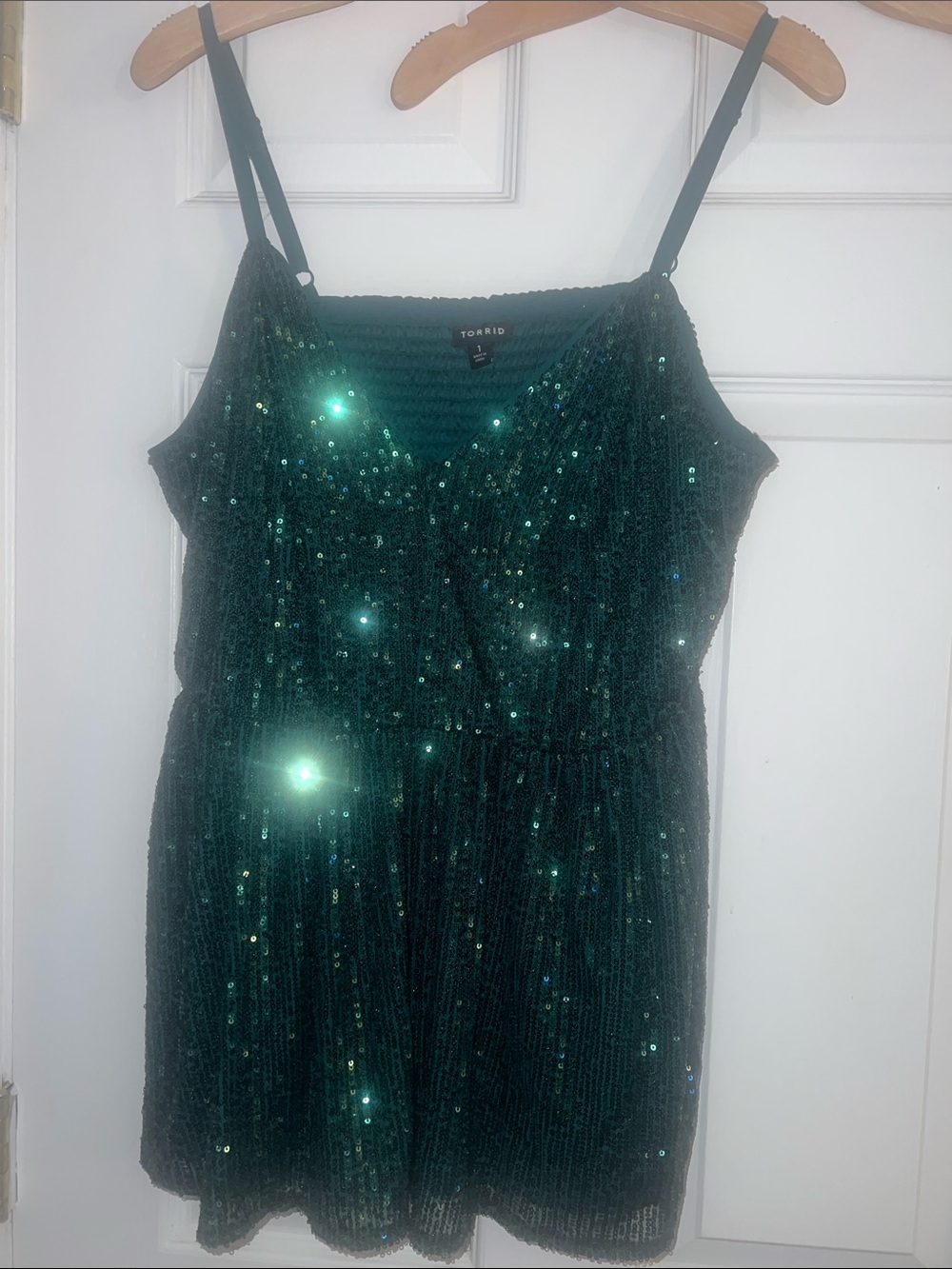 Torrid Green Sequin Spaghetti Strap top